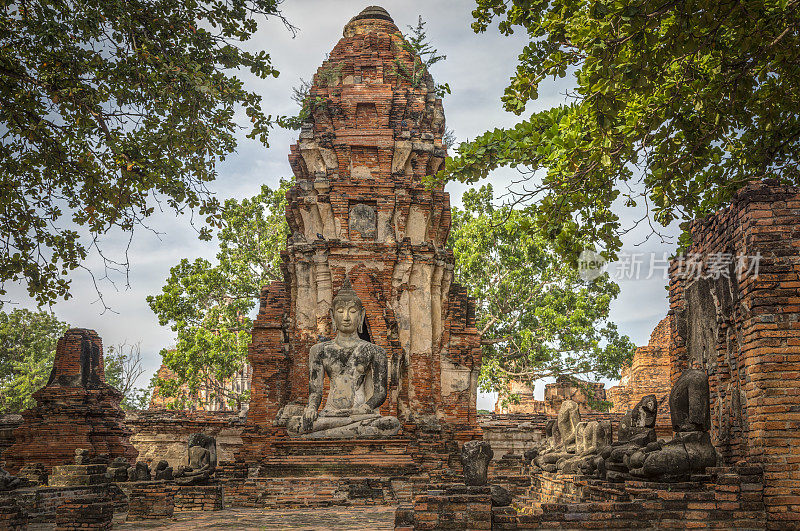 古老的著名寺庙，Wat Yai Chaimongkol，在泰国